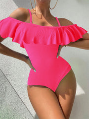 Ruffled Leopard One-Piece Bikini Swimsuit