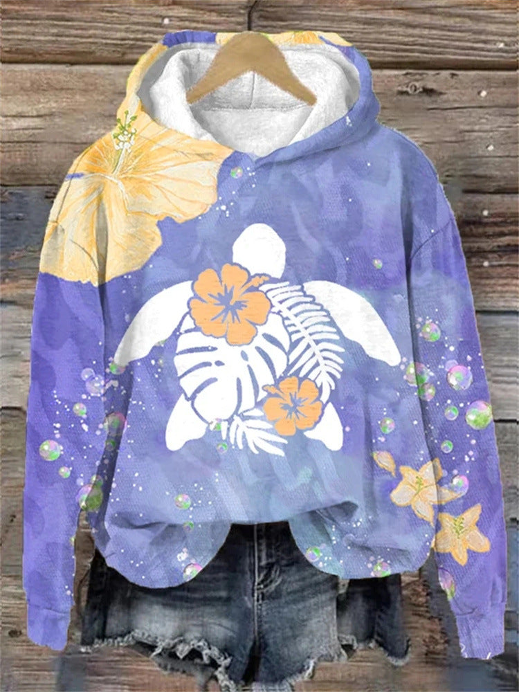Floral Print Long Sleeve Pullover Autumn Sweatshirt