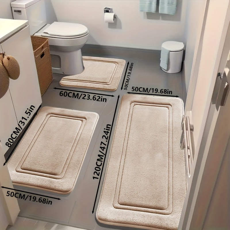3pcs Ultra-Absorbent Bath Mats, Non-Slip Bathroom Floor Mats, Ultra Soft and Comfortable Premium Bath Blankets, Bathtub, Shower, Bathroom Accessories, Bathroom Decor, Home Decor Floor Mats...