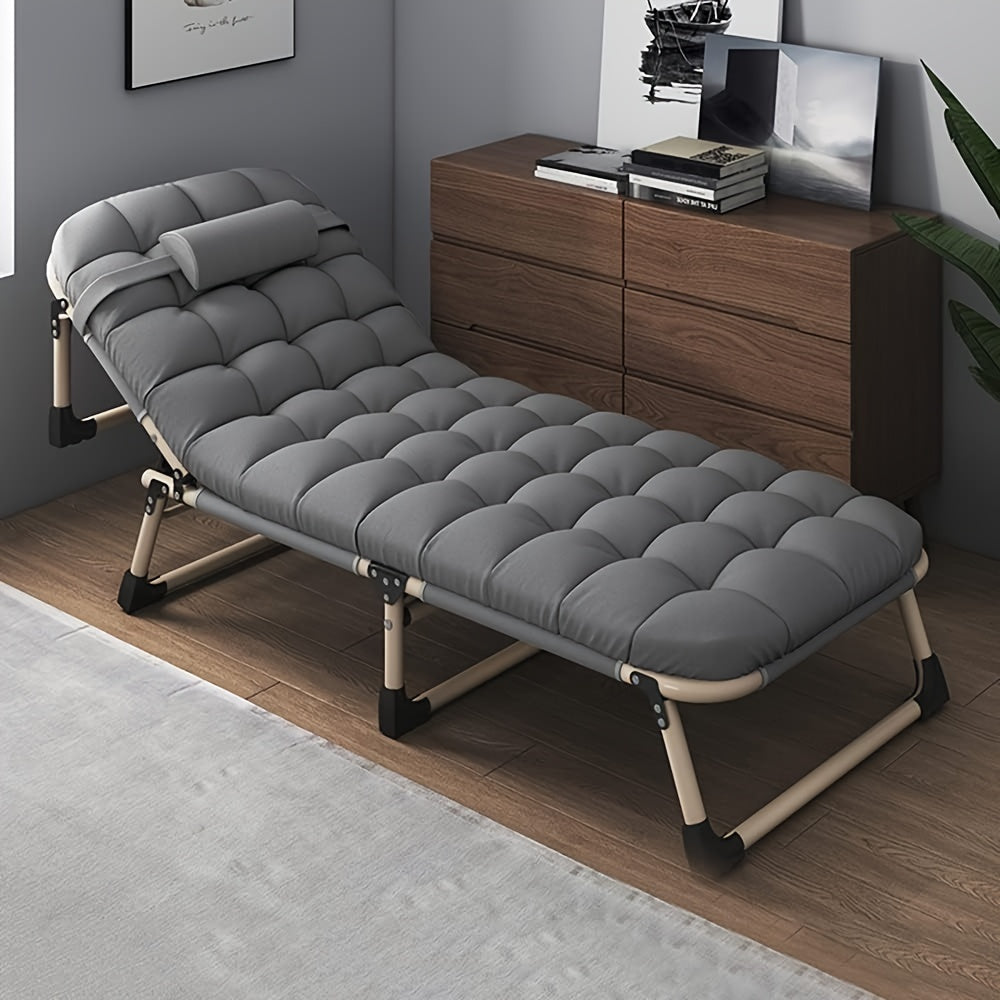 1pc Heavy-Duty Folding Recliner Bed with Mattress - Manual Adjustable Multi-Position (Backrest/Leg Elevation) Portable Sleeper for s, Office Nap, Hospital Use, & Clinic - Ergonomic Design, Anne Que...