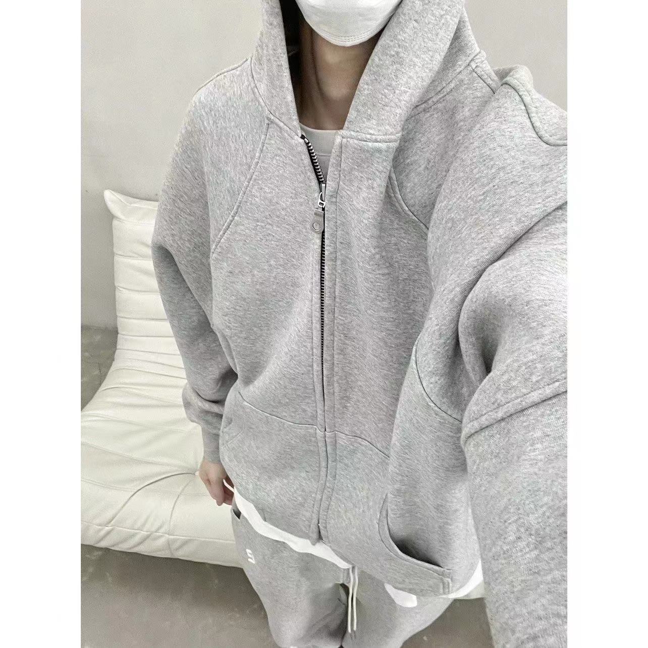Men's Casual Corduroy Hooded Zip Cardigan
