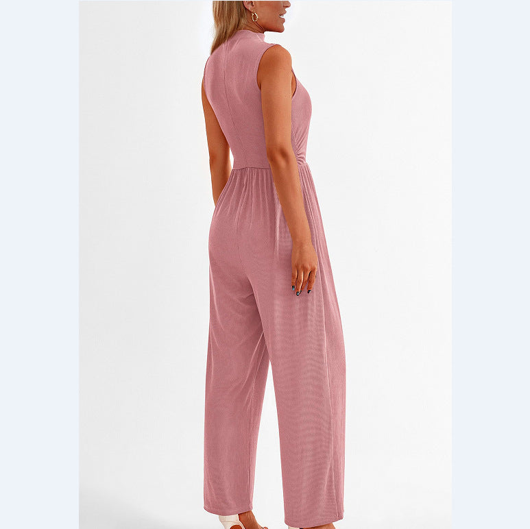 Women's Sleeveless Casual Solid Color Jumpsuit