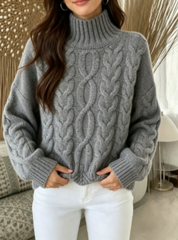 Women's Fashionable Long-sleeved Knitted Sweater