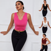 Slim V-Neck Sleeveless Knit Tank – Breathable, Sporty Comfort