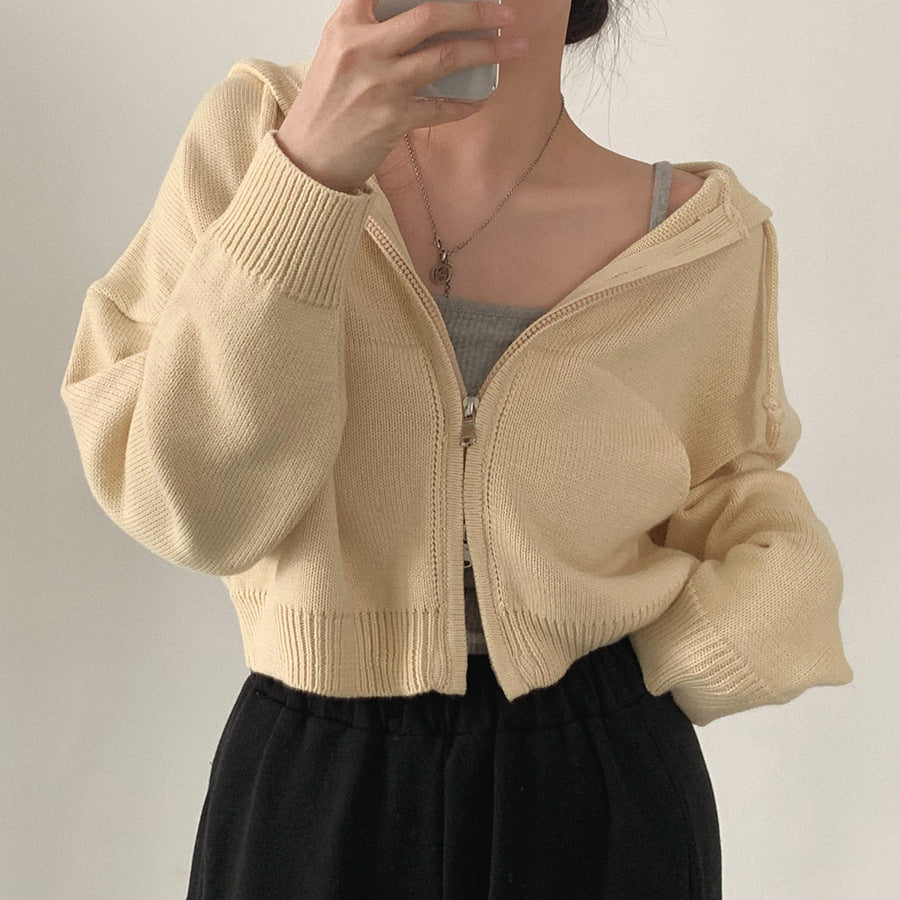 Chic Hooded Cardigan Sweater Jacket with Pockets