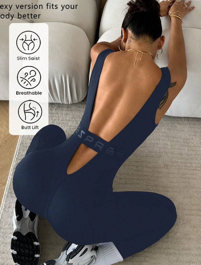 Comfy Sleeveless Backless One-Piece Romper with Ankle Bands