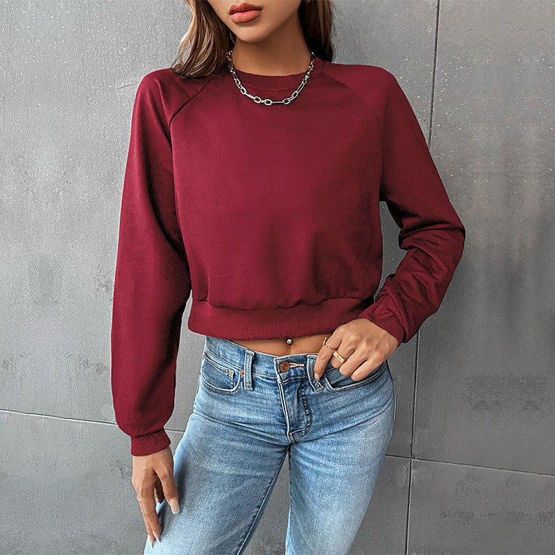 Women's Solid Long Sleeve Casual Pullover Hoodie