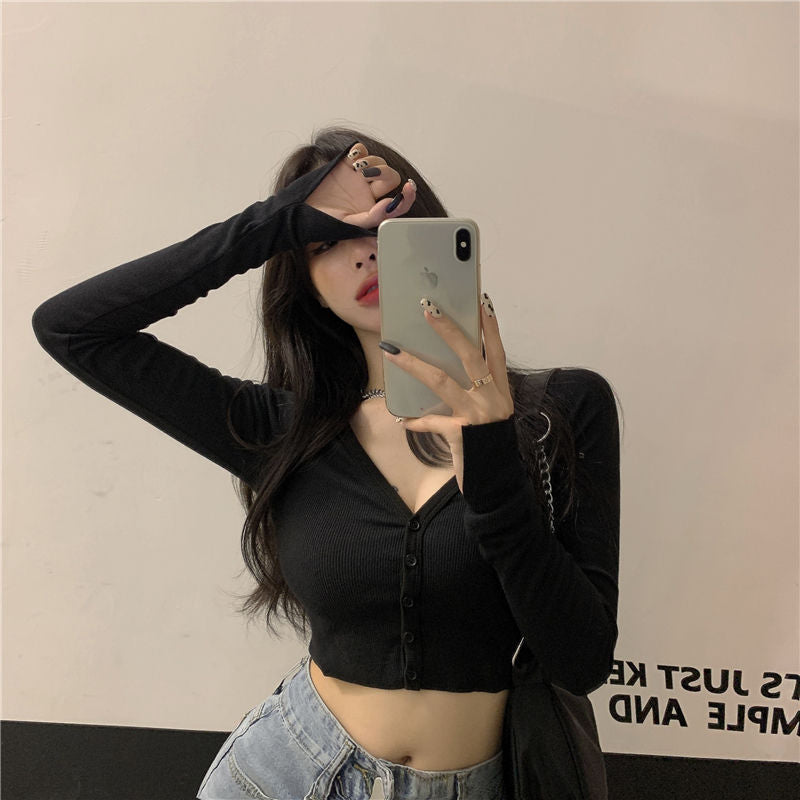 Retro Zen Slim Fit Button Top for Women