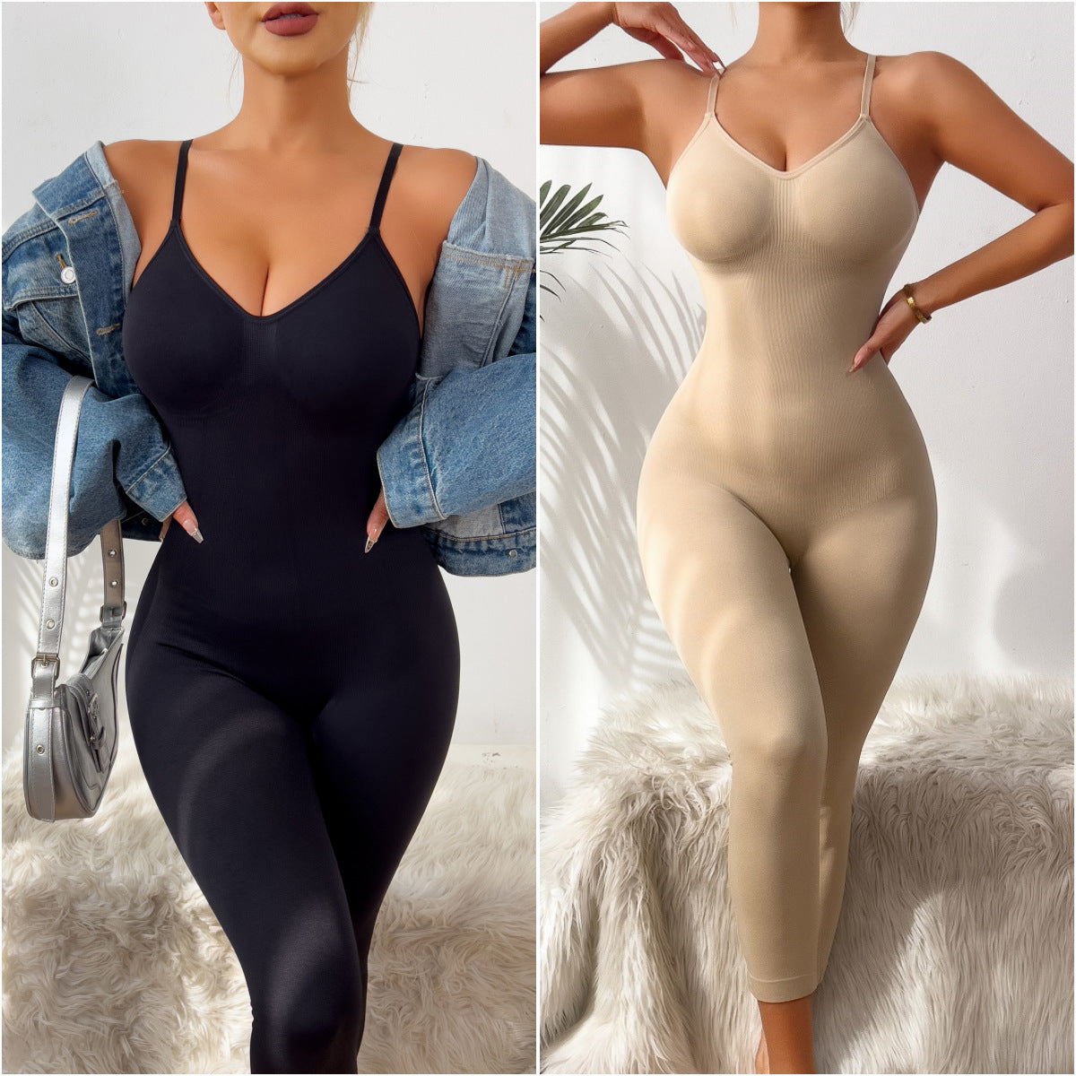 Seamless Tummy Control Shaping Capri Romper