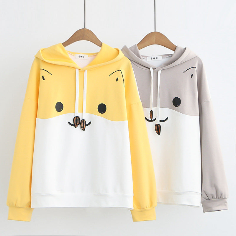 Cute Cat Print Loose Japanese Kawaii Hoodie