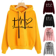 Women's Cute Heart Print Pullover Hoodie Sweatshirt
