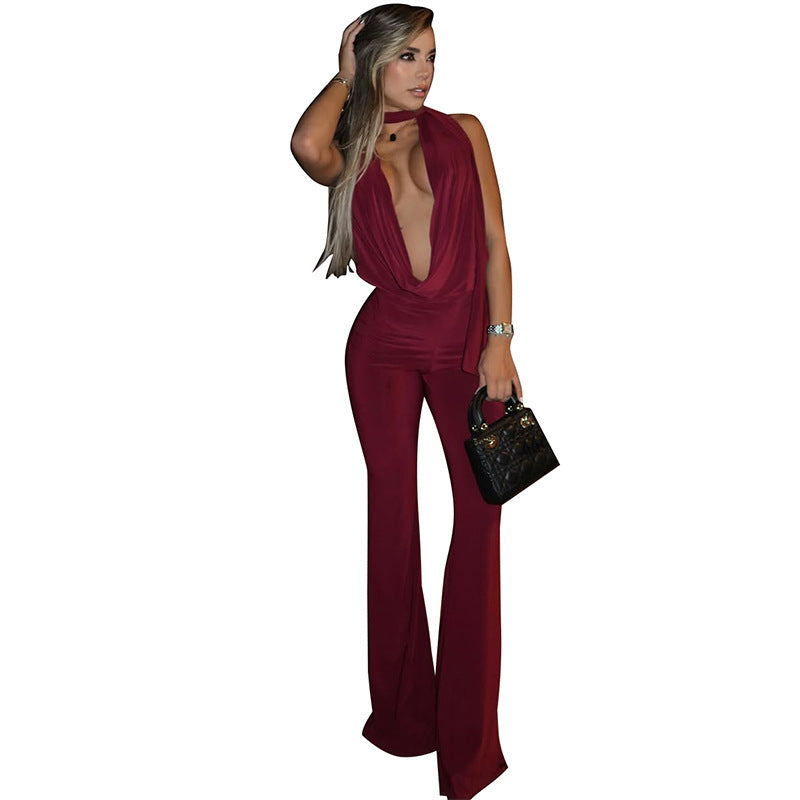 Sexy Backless Halterneck Slim-Fit Jumpsuit
