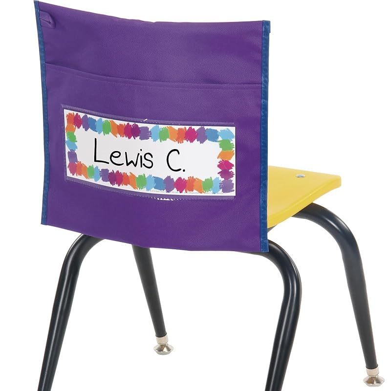 Classic Classroom Chair Pockets Set of 6 in Purple and Blue