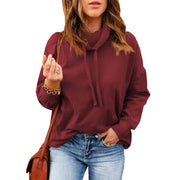 Women's High Neck Drawstring Hoodie with Long Sleeves