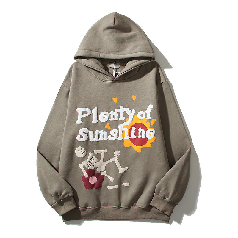 Edgy Graffiti Skull Print Fleece Hooded Sweatshirt