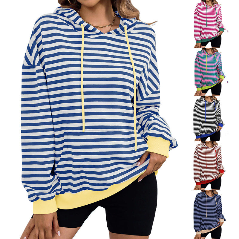 Women's Casual Striped Oversized Hoodie