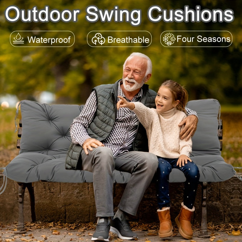 Outdoor Swing Cushions, 3 Seat Porch Swing Cushion Replacement With Backrest, Swing Cushions For Outdoor Furniture, For Patio, Backyard, Porch Garden Bench Cushion