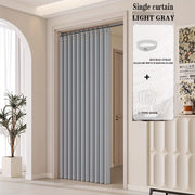 rodless Elegant Bohemian Style Folding Door Curtain with Stripes - Polyester, Magnetic Partition for Living Room, Bedroom, Kitchen - Easy Hand Wash, No Power Needed, Versatile Home Decor, Versatile…