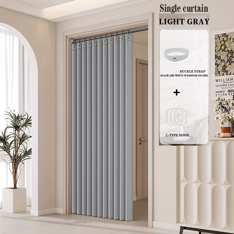rodless Elegant Bohemian Style Folding Door Curtain with Stripes - Polyester, Magnetic Partition for Living Room, Bedroom, Kitchen - Easy Hand Wash, No Power Needed, Versatile Home Decor, Versatile…