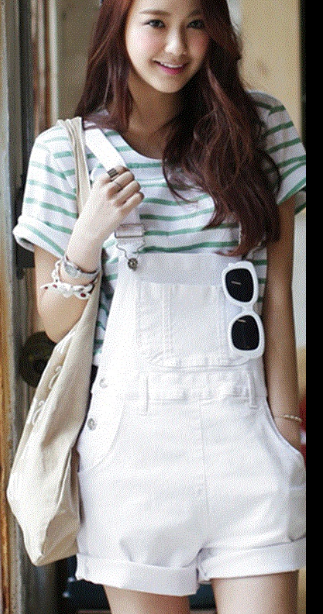 Colorful Denim Overalls Cute Jumpsuit