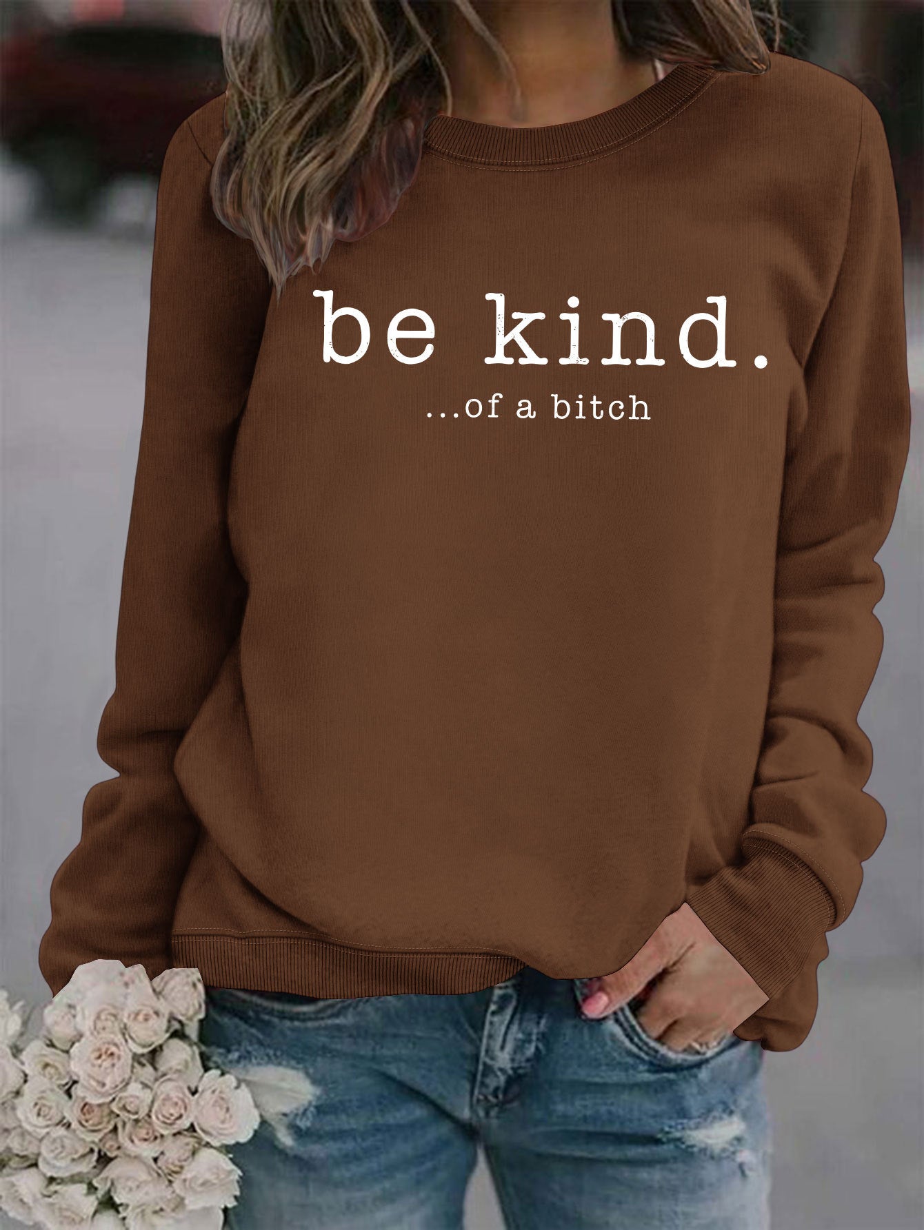 Women's Casual Printed Round Neck Pullover Hoodie