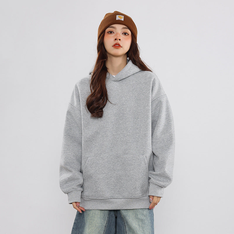 Cozy Solid Color Couple's Casual Pullover Hoodie
