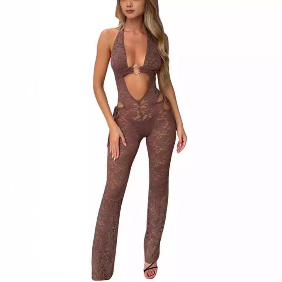 Halter Neck One-Piece Fitted Jumpsuit for Women
