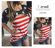 Contrast Striped Hollow Women's Casual Tee