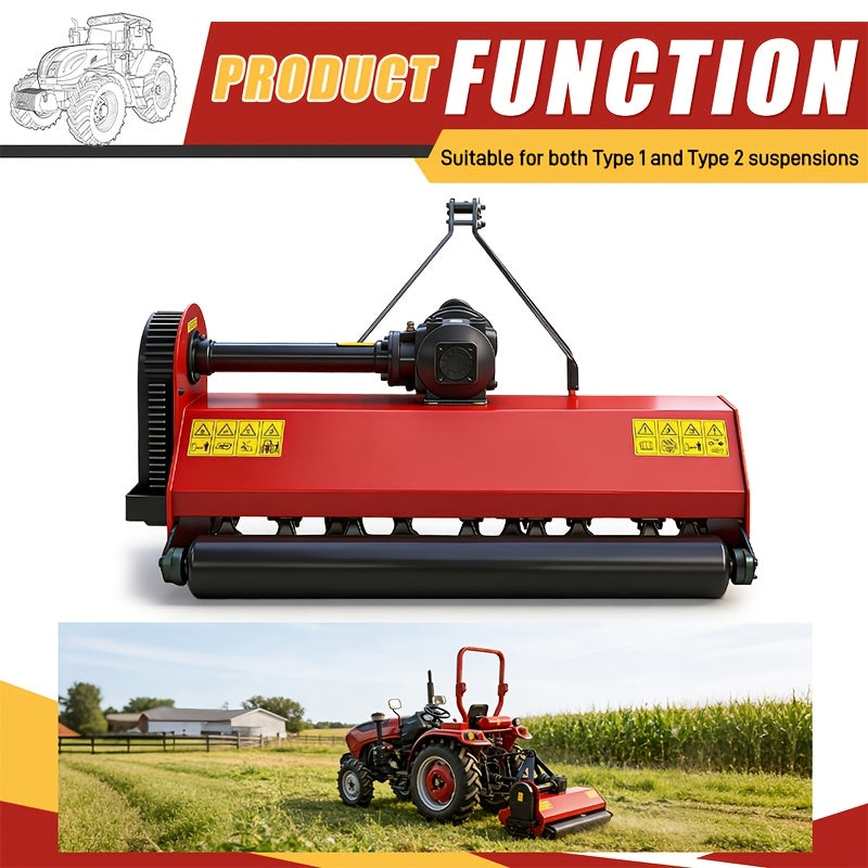 53" Center‑Mount Mulching Mower Deck with 1350 mm Cutting Width, Quick‑Hitch Compatible, Fits 30‑80 HP Tractors (Category I/II)