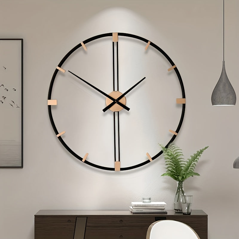 Large metal wall clock with silent mechanism for home decor