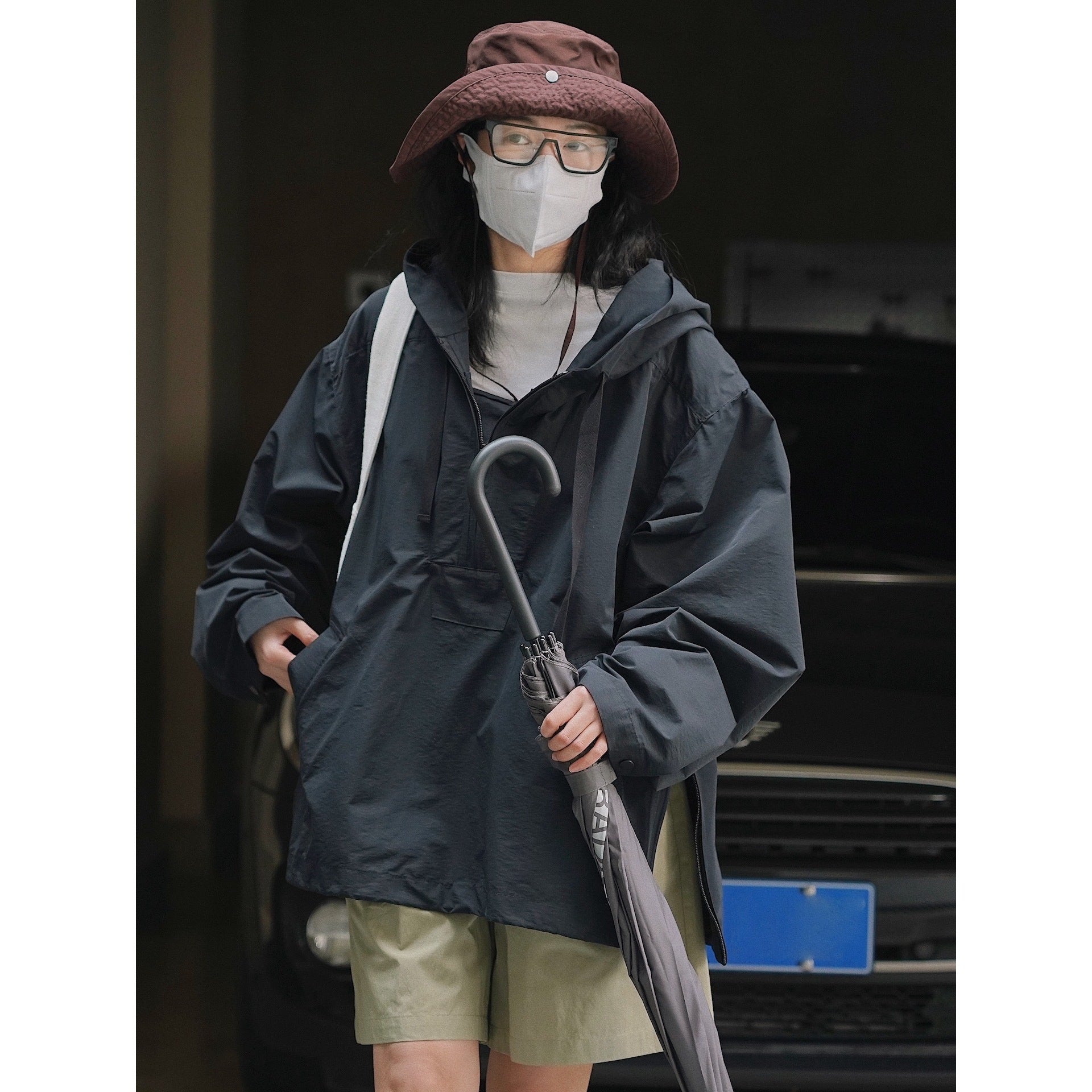 Korean Style Slim Hooded Windbreaker Jacket