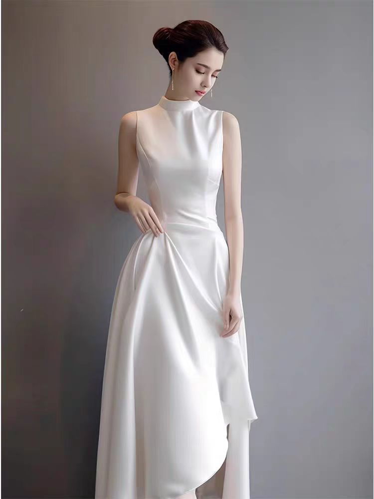 French-style White Off-shoulder Elegant Dress