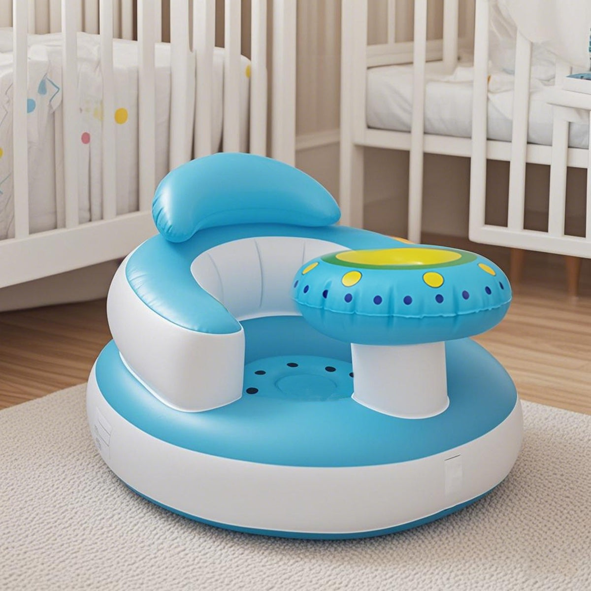 Baby Seat – Anti-Fall Safety Design, Non-Slip Base, Foldable Cushion – Red or Blue (1 Pack)