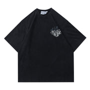 Retro Flame Dice Print Men's Streetwear Short Sleeve Tee