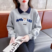 Cozy Bear Graphic Casual Pullover Hoodie for Women