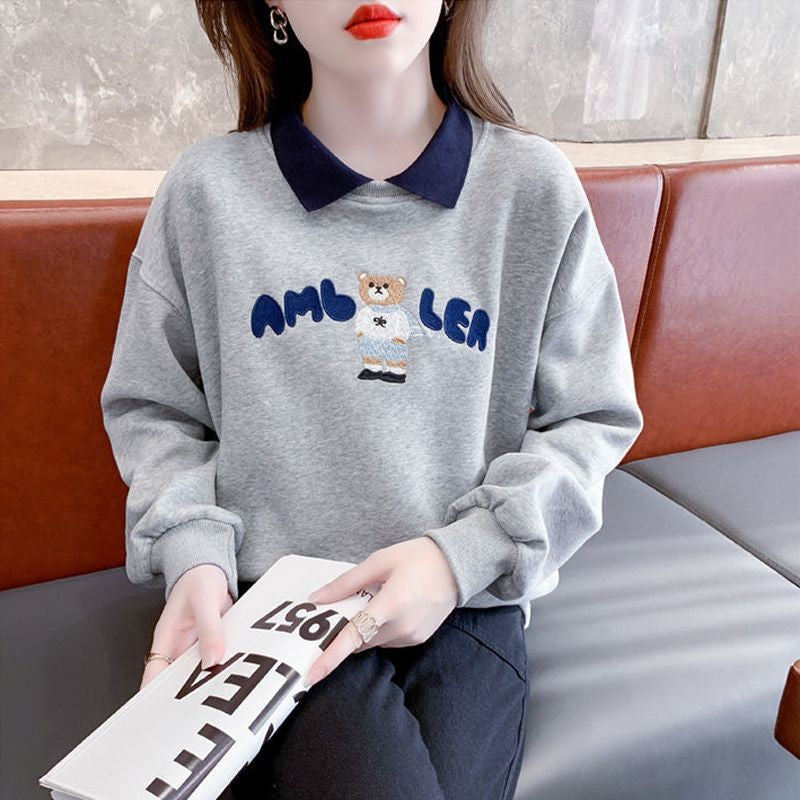 Cozy Bear Graphic Casual Pullover Hoodie for Women