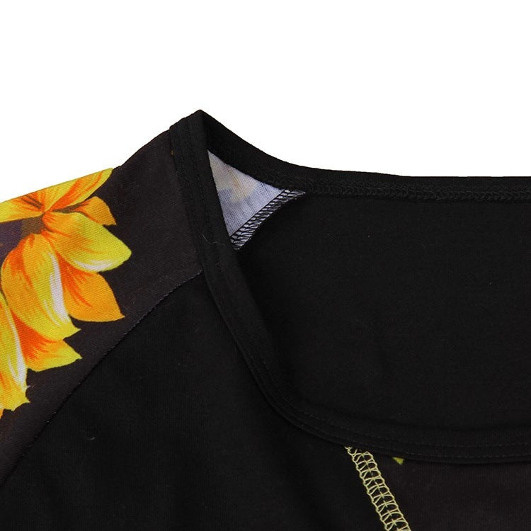 Sunflower & Leopard Print Long Sleeve Top