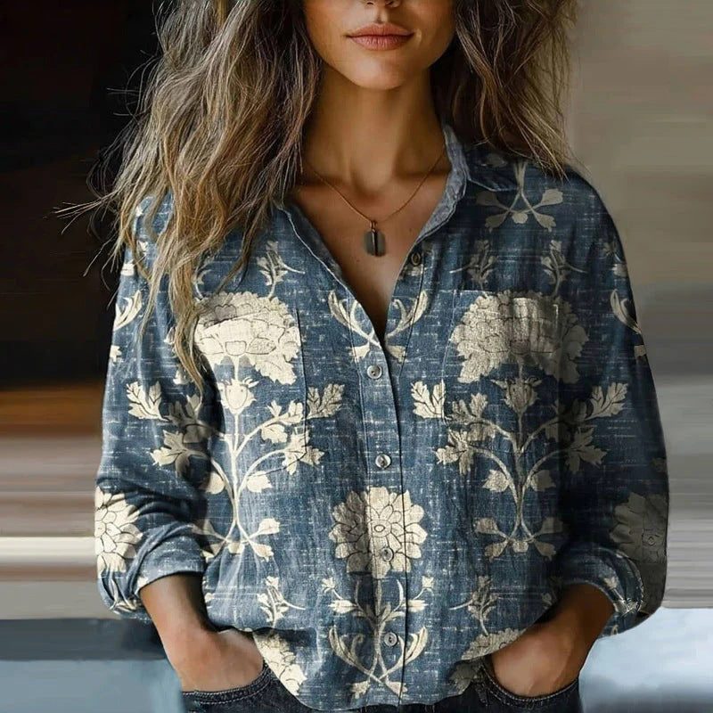 Women's Loose Casual Tie-dye Printed Long-sleeved Shirt