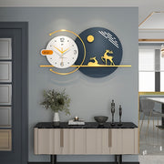32 Inch Large Modern Minimalist Wall Clock - Silent Non-Ticking Battery Operated Iron Round Clock with Golden Hands & Navy Blue Face, White Numerals - Large Analog Clock for Living Room, Bedroom, Office, Kitchen Decor - Easy-to-Read Black