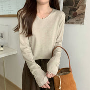 Cozy V-Neck Loose Knit Sweater for Women