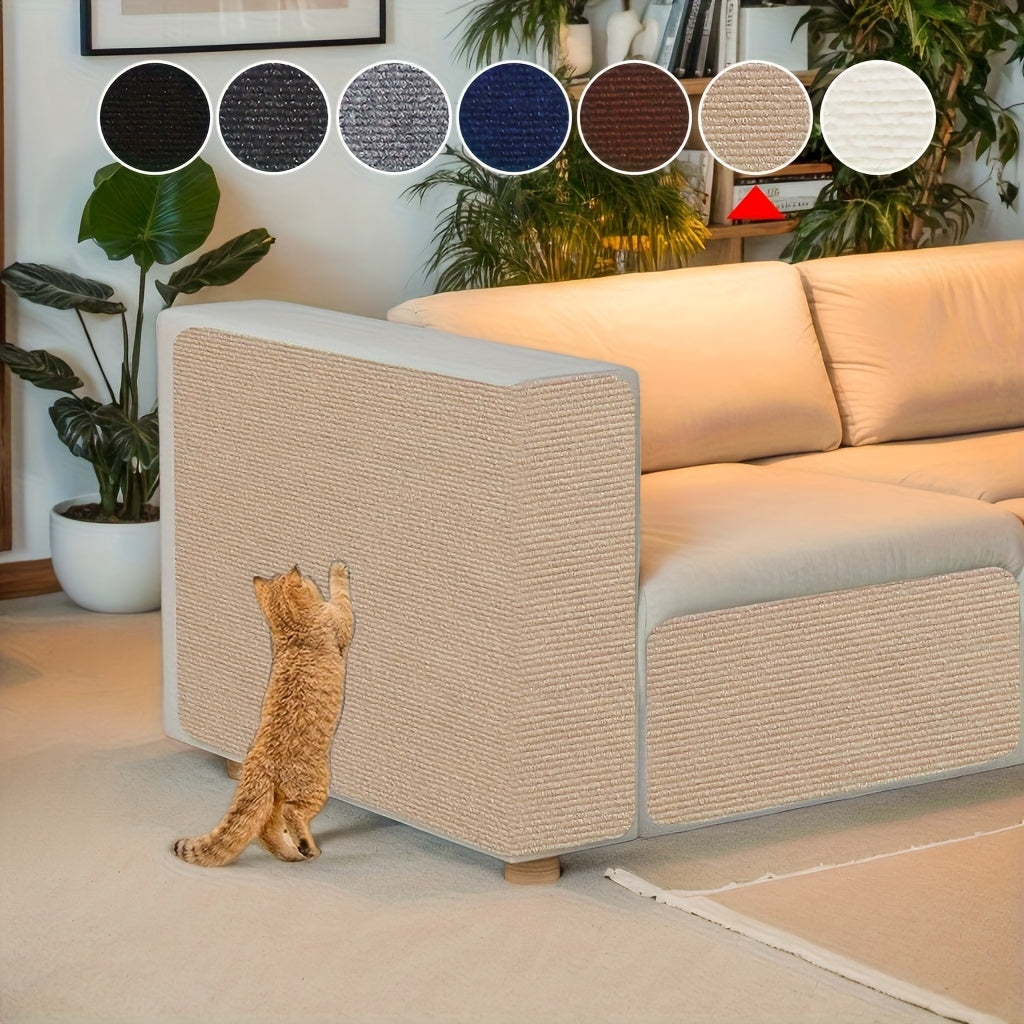 Heavy-duty Self-adhesive Cat Scratching Pad - No Residue Removal, Scratch Proof Furniture Protector For Sofa, Walls, Chairs - Beige & Brown Textured Surface, Ideal For Indoor Cats - Easy Installation