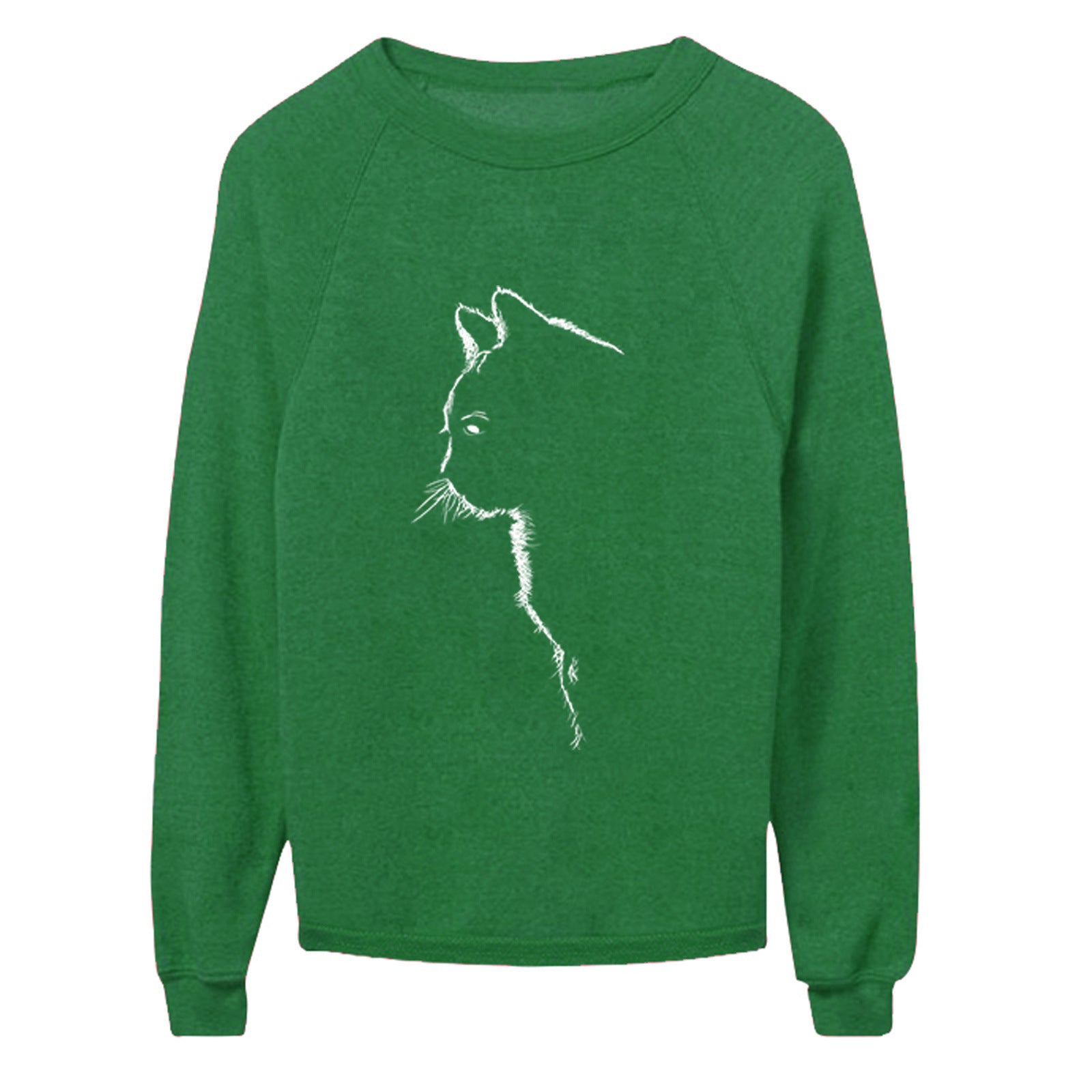 Cute Cat Print Long Sleeve Pullover Sweater
