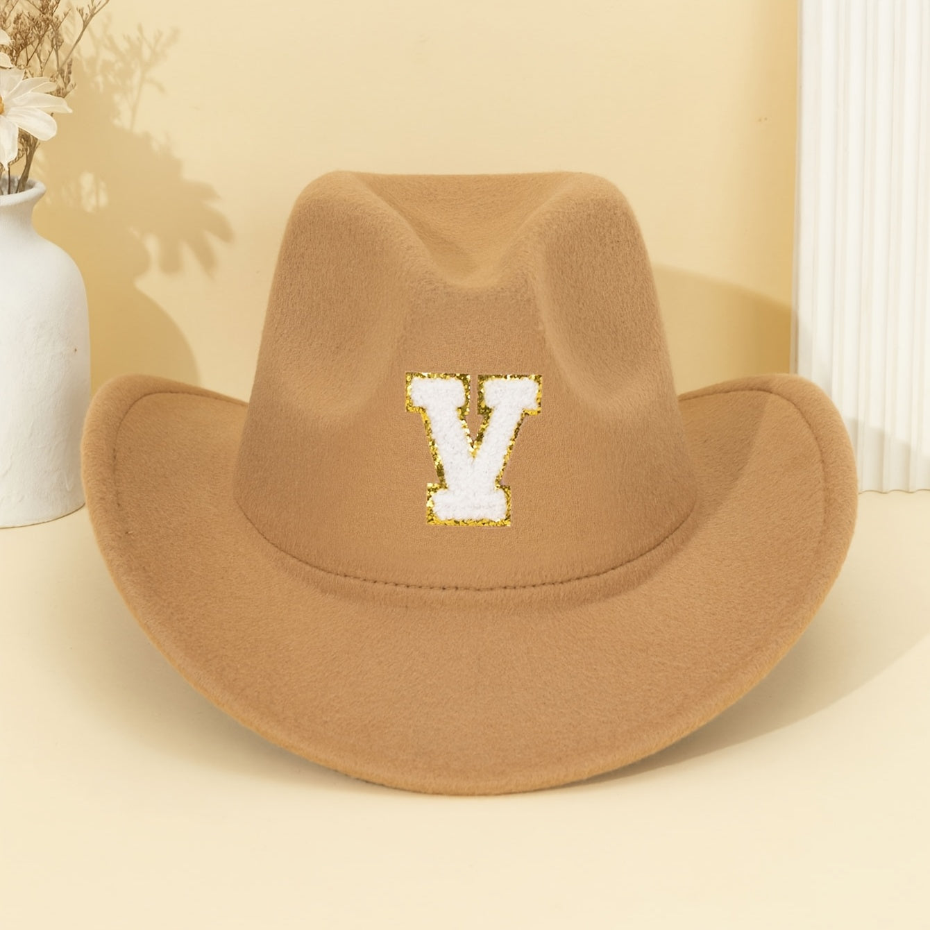 Khaki Alphabet Letter Fedora Hat