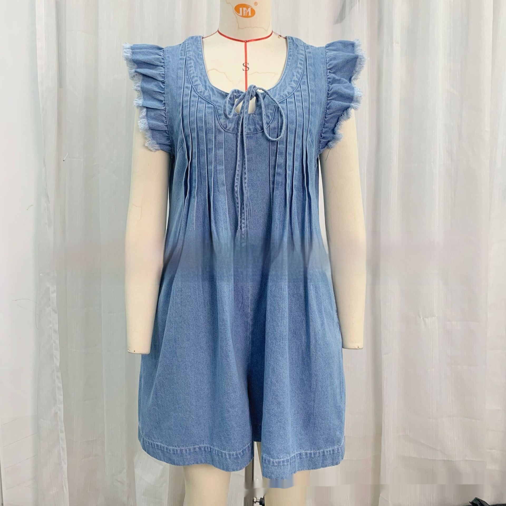 Casual Pleated Suspender Shorts Romper