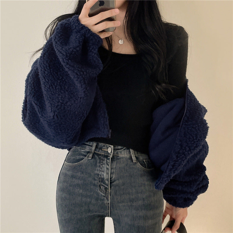 Women's Cozy Faux Lamb Fur Zip Cardigan & Thermal Coat