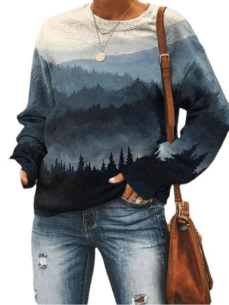 Men's Streetwear Graphic Round-Neck Pullover Top