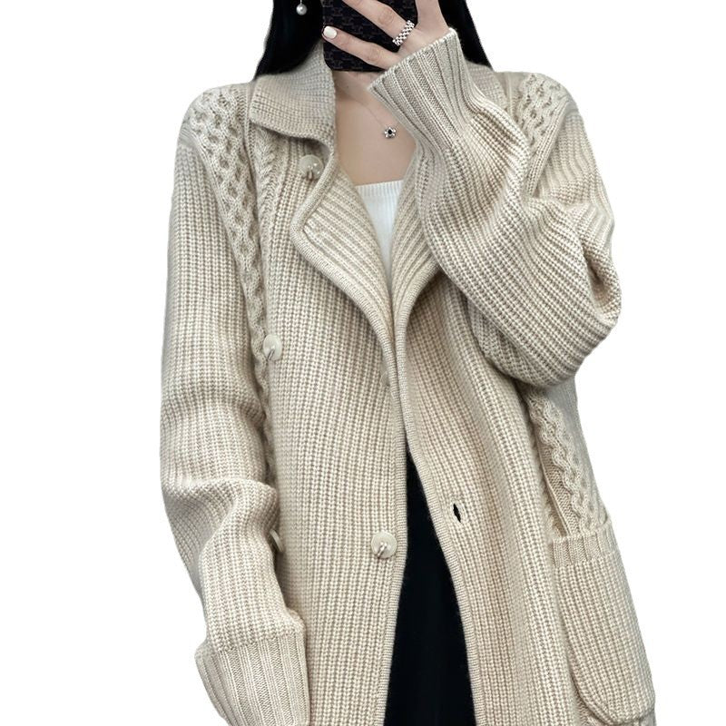 Thickened Mid-length Sweater Cardigan Coat