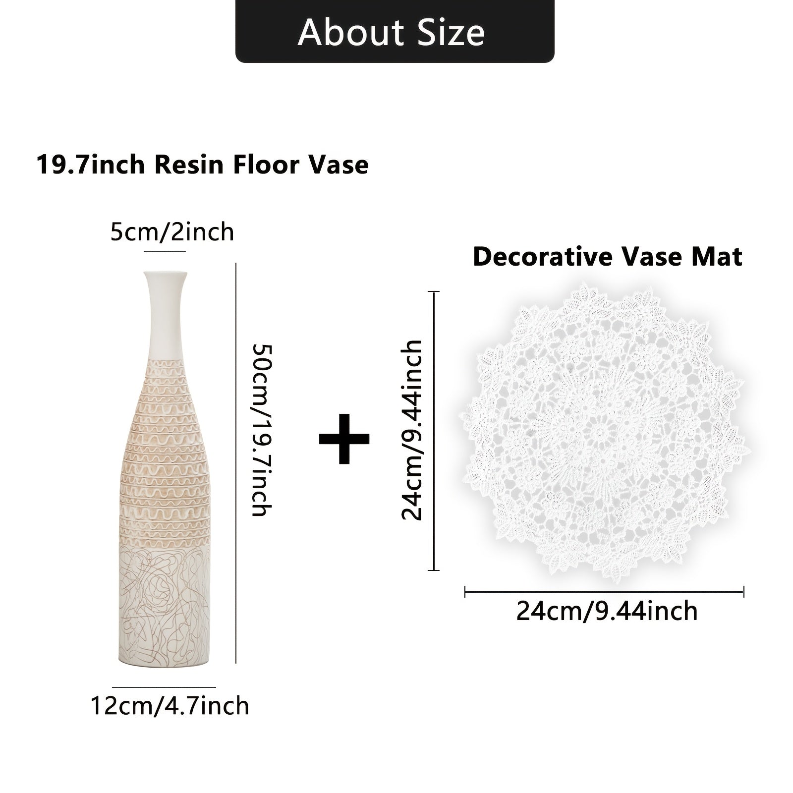 Extra-large resin floor vase with wavy pattern design