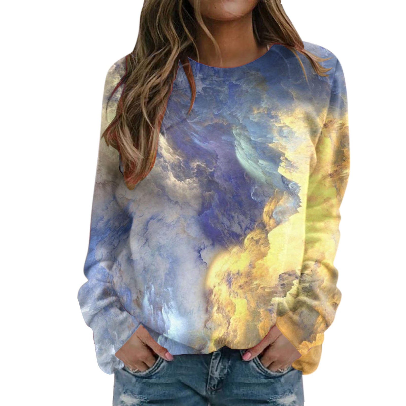 Stunning Starry Sky 3D Print Women's Round Neck Sweater