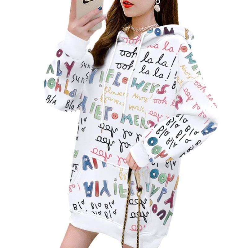 Women's Mid-Length Hooded Sweatshirt